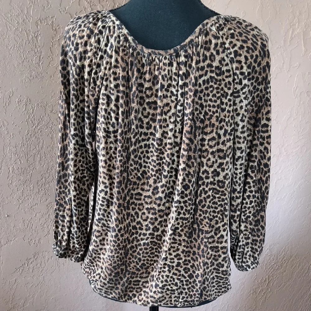 Michael Kors Women's Animal Print 3/4 Sleeve Blouse Size L